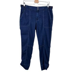 White House Black Market Dark Wash The Straight Crop Utility Jeans Women's Sz 14